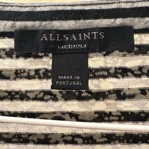 All Saints Monochrome Striped Long Sleeve Tee